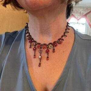 Crystal elegant evening choker, handmade